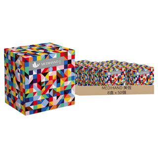 MEDIHAND 美恆 PVC透明手套 M 繽紛, 50個, 8盒