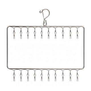 防風雙層曬襪架 曬衣架 曬衣夾 20夾, 不鏽鋼原色, 1個