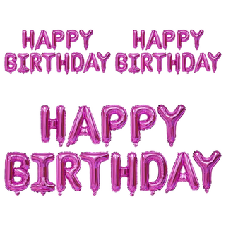 生活King 可懸掛生日快樂字母氣球 優質鋁膜 適用於生日派對, 桃紅色, 3組
