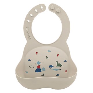 FROMISE 嬰兒矽膠圍兜 100%食品級矽膠 不含BPA, 米色, 1個, 1個