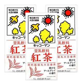 KIKKOMAN 龜甲萬 豆乳 契約栽培丸大豆使用 濃郁的阿薩姆紅茶風味, 1L, 3入
