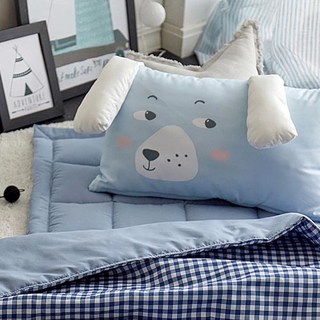 SHEZ HOME 動物印花枕頭套+枕芯組, 藍色
