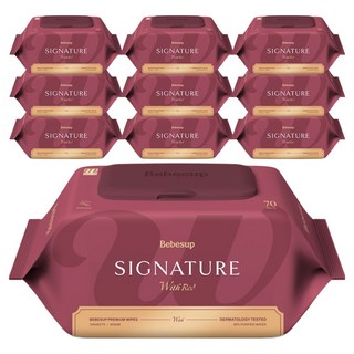 베베숲 시그니처 위드레드 물티슈 캡형, 80g, 70매, 10개