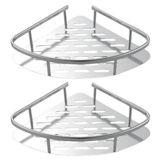 浴室置物架 三角形 輕薄款, 銀色, 2個