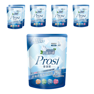 Prosi 普洛斯 濃縮香水洗衣凝露補充包 藍風鈴香水精華 添加酵素分解成分 全效潔淨, 1.8L, 6包