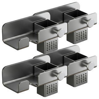 太空鋁吹風機置物架, 免打孔安裝, 防鏽耐磨, 浴室/房間適用, 槍灰, 4個