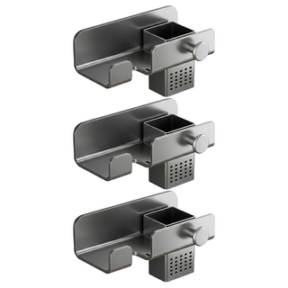 太空鋁吹風機置物架, 免打孔安裝, 防鏽耐磨, 浴室/房間適用, 槍灰, 3個