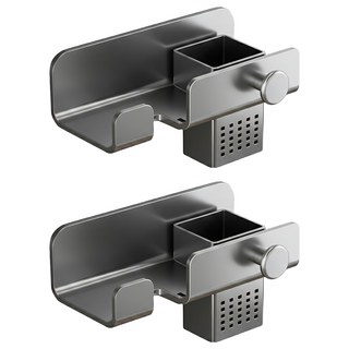 太空鋁吹風機置物架, 免打孔安裝, 防鏽耐磨, 浴室/房間適用, 槍灰, 2個