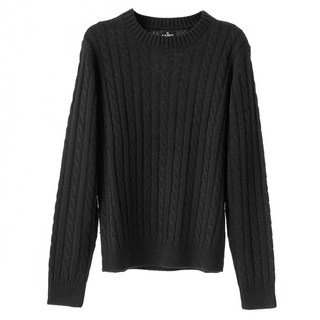CARET 中性麻花紋毛衣, S, 黑色