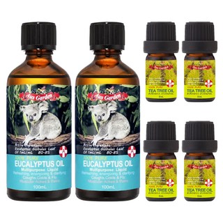 Aus Garden 澳維花園 頂級精油 大加小6件組 藍膠尤加利精油100ml 2瓶 + 茶樹精油5ml 4瓶, 220ml, 1組