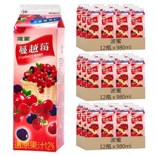 波蜜 蔓越莓, 980ml, 36瓶