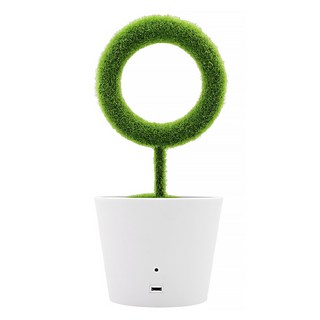 仿真綠植盆栽空氣淨化器, 負氧離子，殺菌除PM2.5，無濾網耗材，JO-732, 白綠色
