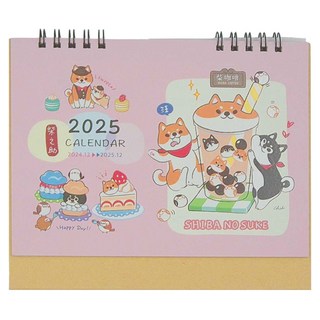 Sunny 三瑩文具 柴之助2025年度三角桌曆 雙線圈設計, 粉色, 2本