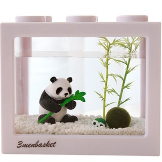 3MENBASKET 毬藻飼養用積木魚缸 竹子熊貓DIY套組, 白色