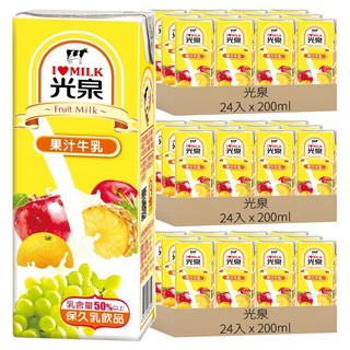 光泉 果汁牛乳, 200ml, 72入