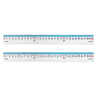 KUTSUWA STAD 算數加厚直尺 30cm, 透明色 + 藍色, 2個