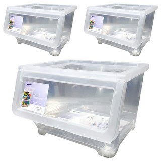 KEYWAY 貝里斯取式收納箱 780g 20L, 透明色, 3個