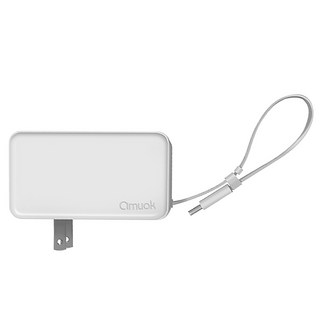 艾默克 自帶線插頭二合一行動電源 20W 5000毫安, DC032, 白色