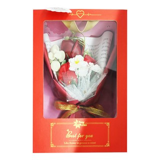LED 櫻花玫瑰香皂花禮盒, 紅色