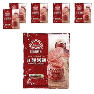 喜年來 紅麴薄餅, 100%天然紅麴烘焙, 不含人工色素, 好吃美味, 奶素可食, 320g, 6袋