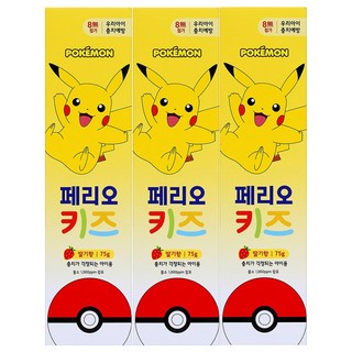 페리오 키즈 포켓몬스터 치약 딸기향, 75g, 3개