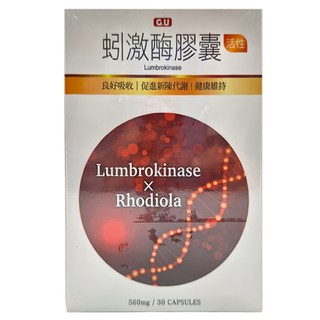 G.U 治优 蚓激酶膠囊, 30顆, 560mg, 1盒