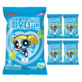 미스사사 슈퍼쿨링 파우더 시트 데오드란트 클린솝 15p, 87g, 5개