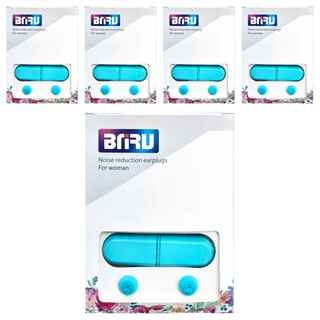 BIRU 3層矽膠降噪耳塞 抗噪靜音/防水/隔音睡眠 睡覺專用 附收納盒 藍色, 1入, 5盒