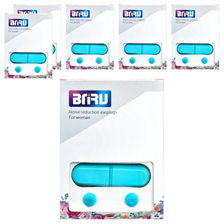 BIRU 3層矽膠降噪耳塞 抗噪靜音/防水/隔音睡眠 睡覺專用 附收納盒 藍色, 1入, 6盒