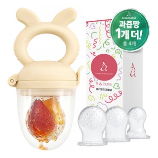 아띠래빗 아기 토끼 실리콘 과즙망 S + M + L 세트, 푸딩베이지, 1세트