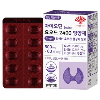 동화약품 아이오딘 요오드 2400 영양제 기능성 갑상선 호르몬 합성에 필요 30g, 1개, 60정