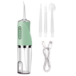 電動沖牙器 主機+USB充電線+4個噴嘴 IPX7防水, BH123, 綠色