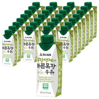 파스퇴르 바른목장 우유, 250ml, 40개