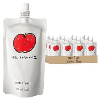 韓國 tutti frutti 100%微笑蘋果汁, 120ml, 30包