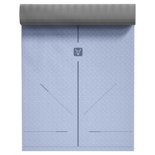 AMYUP YUNMI 環保TPE瑜珈墊 雙色霧藍 附綁帶 透氣網袋 正位體位線設計 止滑墊 皮拉提斯墊, 1片, 183 x 80 x 0.6cm