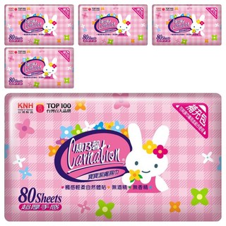 康乃馨 紅兔寶寶濕巾補充包, 80張, 5包