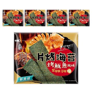良澔 片烤海苔 魷魚風味, 甜辣風味 厚切爽脆, 32g, 5包