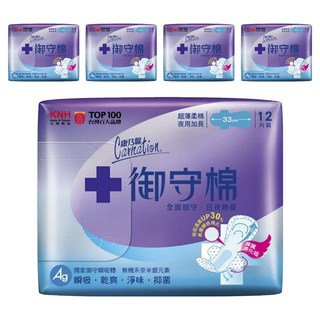 康乃馨 御守棉衛生棉 護翼型, 夜用加長型(33cm), 12片, 5包