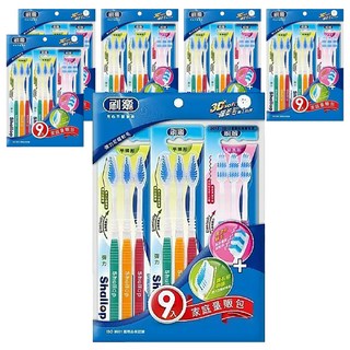 Shallop 刷樂 彈力牙刷 家庭包, 9支, 6包