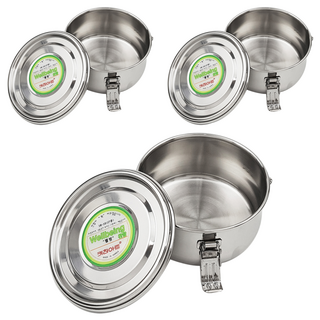 Kitchen-Art 圓形不鏽鋼便當盒+保鮮蓋組, 3組, 18H