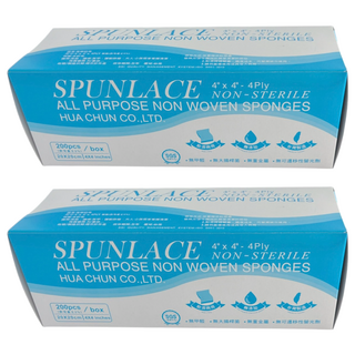 SPUNLACE 4x4吋4層拋棄式紗布巾 - 無菌, 200片/盒, 2盒