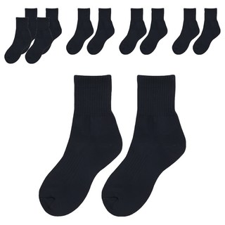 IZILEG 女性用雙層底素色運動中筒襪 6雙組, 1組, 黑色