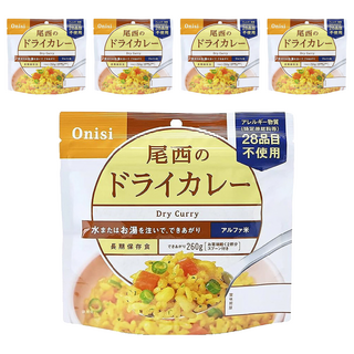 Onisi 尾西 沖泡即食飯 咖哩風味, 5包, 100g