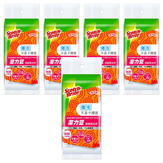 3M Scotch-Brite 百利 潔力豆海綿菜瓜布 餐具杯具不沾鍋專用, 2片, 5包