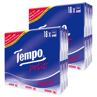 Tempo 4層迷你紙手帕 柔韌耐用, 18包, 2袋