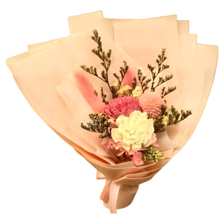 A-ONE 匯旺 白粉索拉玫瑰花粉色大球花繡球花永生花束 K款 25x25公分, 彩色