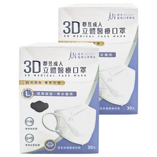 JUN 郡昱 立體醫療口罩 未滅菌, 30片, 2盒, 海藻綠