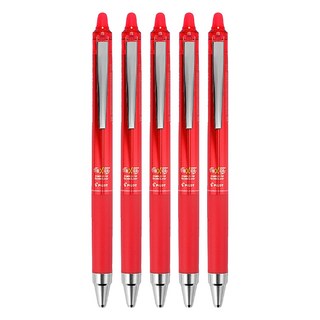 PILOT 百樂 FRIXION 極細按鍵魔擦筆 0.4mm筆尖 書寫流暢 擦拭不留痕跡, 紅色, 5支