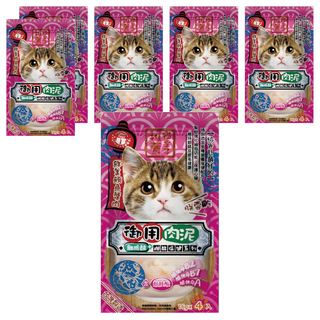 貓主子 御用肉泥 鮪魚+蟹肉離胺酸 精心製作無任何調味, 海鮮, 64g, 6袋