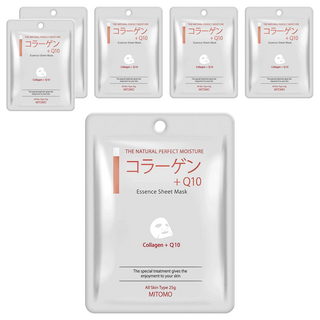 MITOMO 高效濃萃膠原蛋白Q10水潤彈面膜 25g 6片裝, 1入, 6包